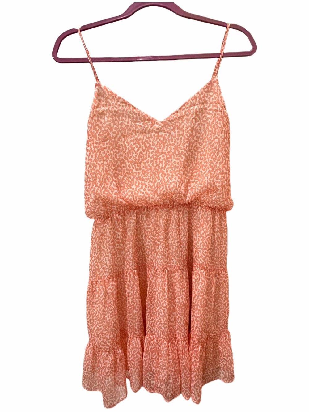 Express Coral and Cream V-Neck Printed Blouse